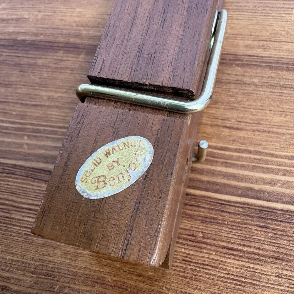 Vintage Benjor Solid Walnut Giant Clothespin Wall Clip Laundry Decor 7 Inch